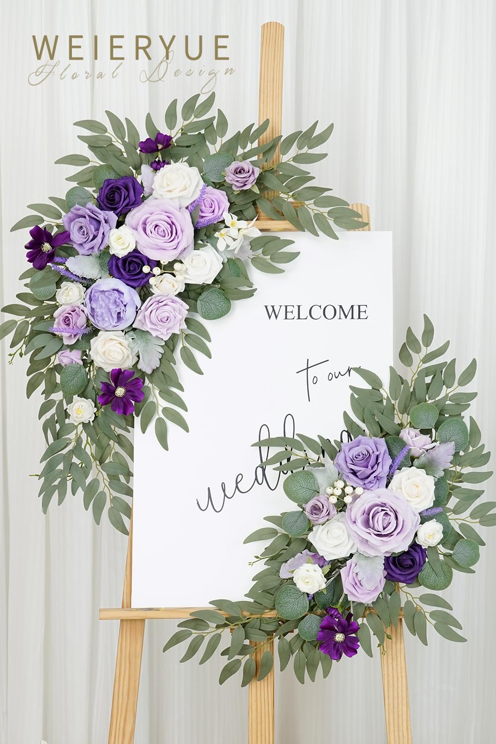 Artificial Wedding Arch Flowers Kit(Pack of 2) for Wedding Arch, Bridal Shower, Ceremony and Reception Backdrop Decoration (Dancing Purple Kelsang Flowers)