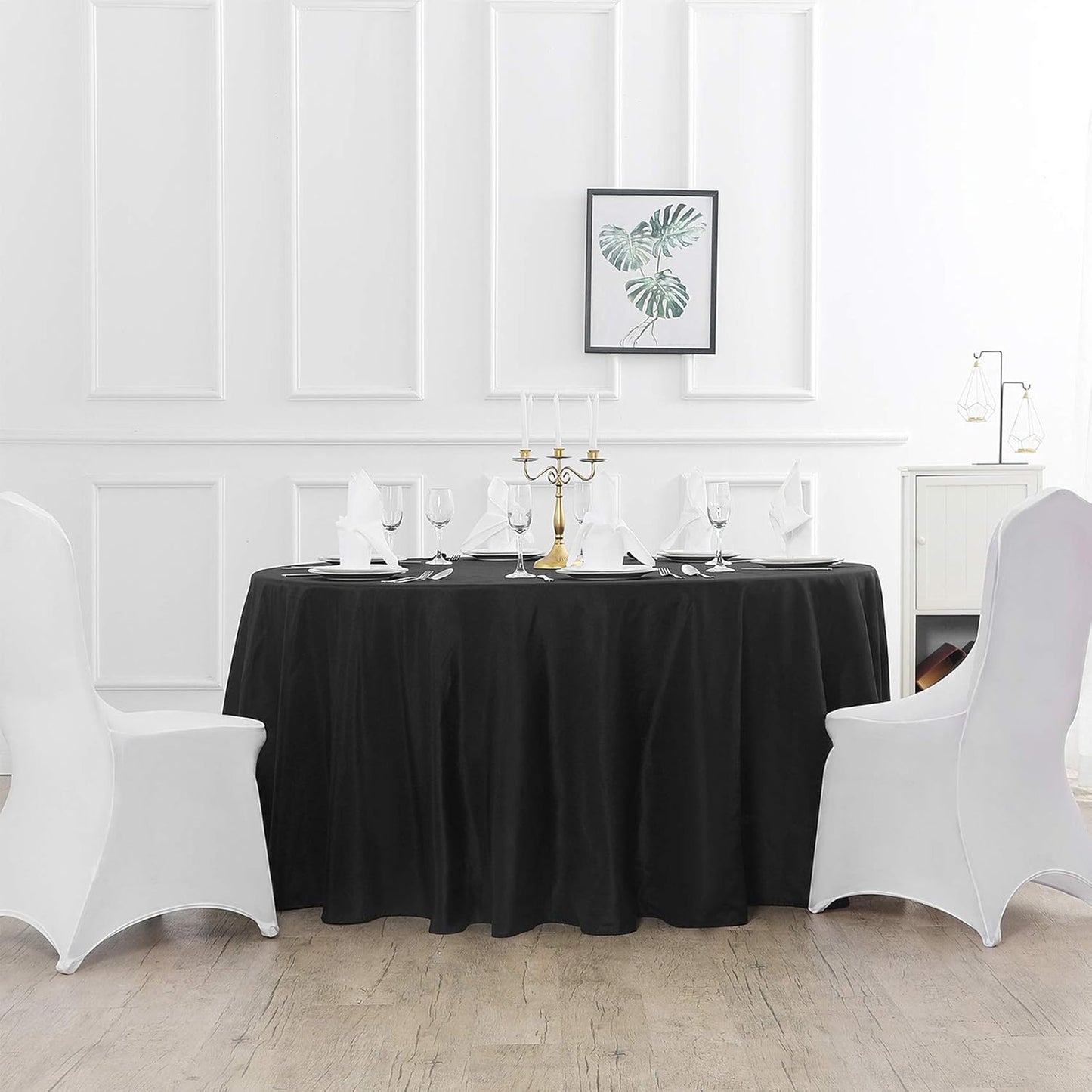 60 inch Round Tablecloth Washable Polyester Table Cloth Decorative Table Cover for Wedding Party Dining Banquet（60 inch,Black）