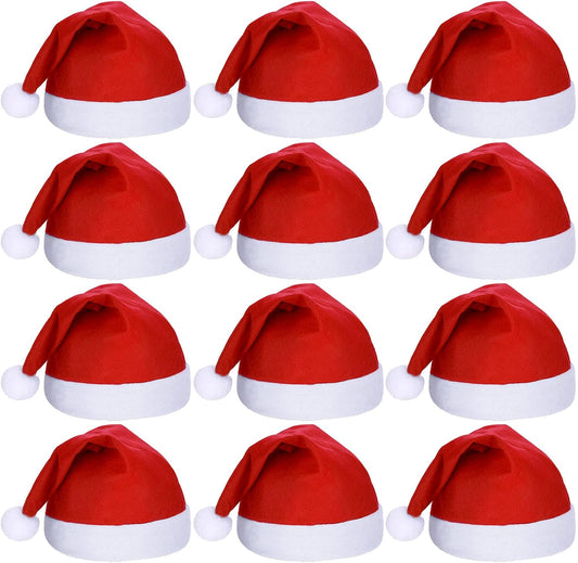SATINIOR 12 Pieces Santa Hats Christmas Non Woven Fabric Hat for Holidays Xmas Party Supplies