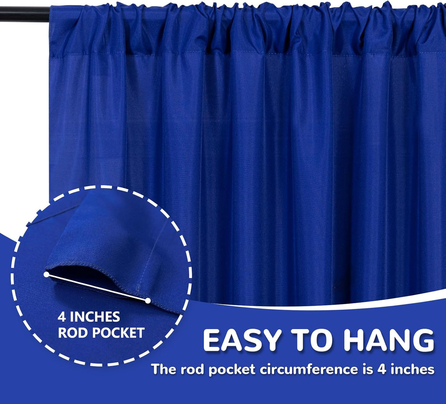 MEETSKY Royal Blue Backdrop Curtains for Parties Blue Curtains Photography Backdrop Drapes for Wedding Birthday Party Baby Showers Rod Pocket Home Sliding Door Decoration, 5ft x 7ft, 2 Panels