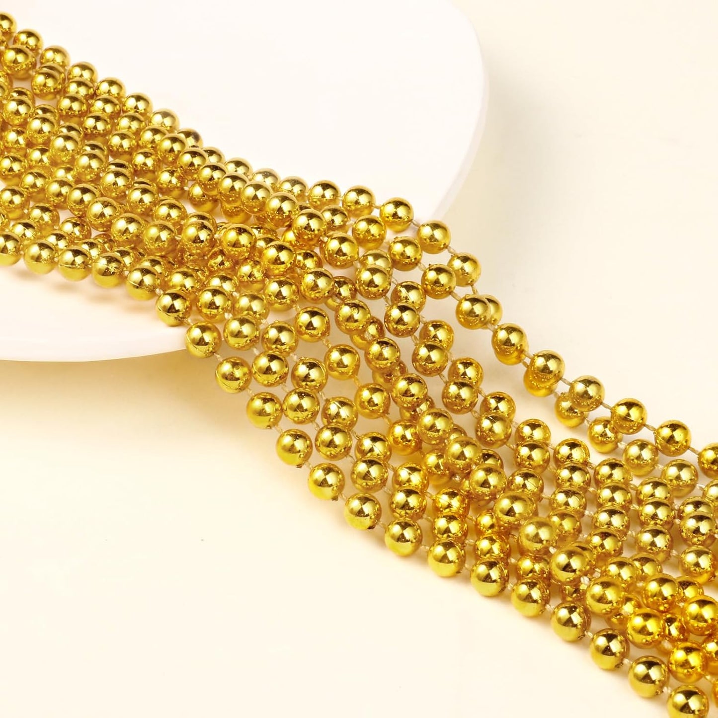 [98 Feet] Gold Pearl Beads Garland, 6MM 33 Yards Gold Faux Pearl Beads String Roll Bulk for DIY Craft Christmas Tree Wedding Party Decoration