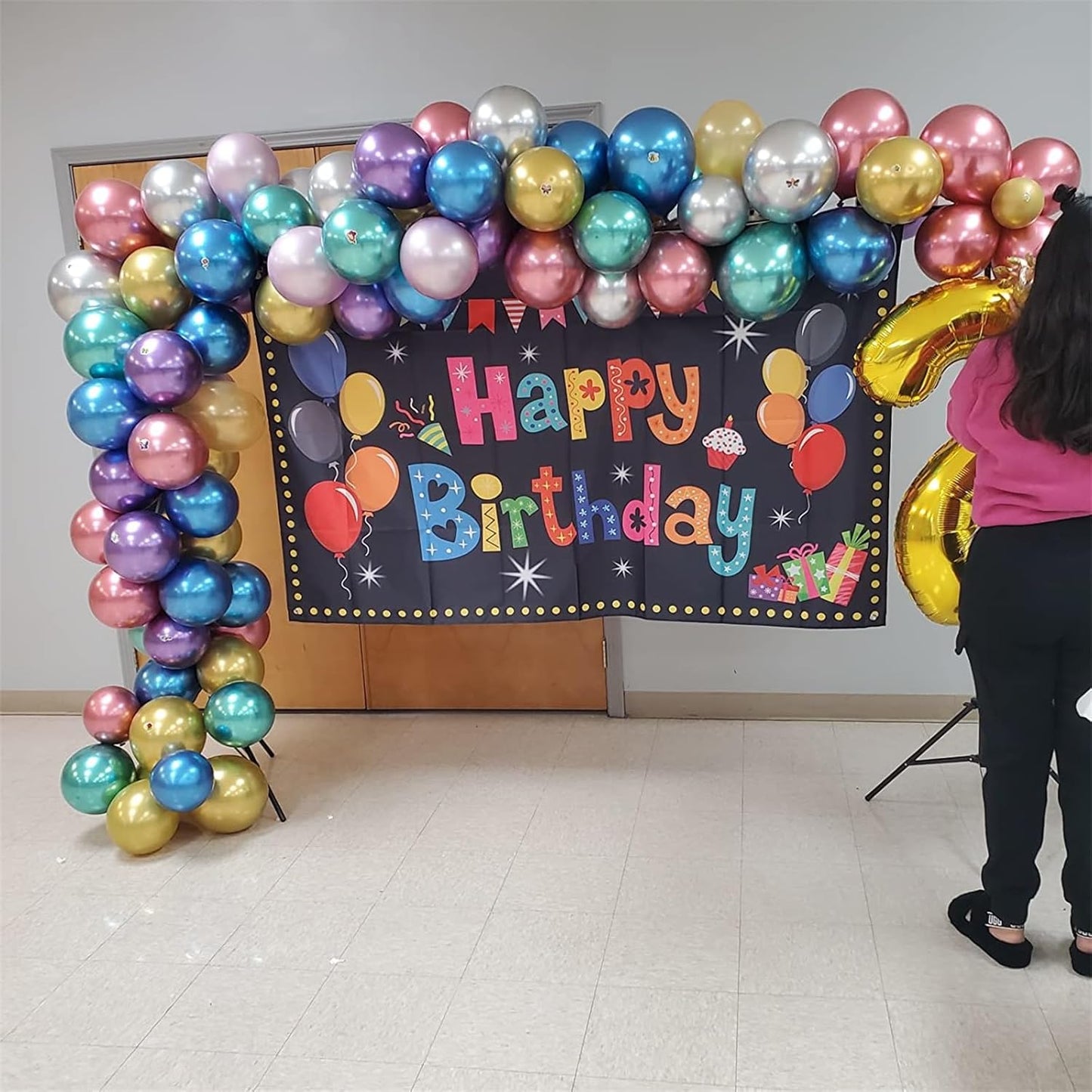 Metallic Balloons, 12 Inch Rainbow Chrome Balloons, 35Pcs Assorted Colors Multicolor Metallic Purple Red Green Blue Silver Rose Gold Latex Balloons for Kids Birthday Wedding Carnival Party Decorations