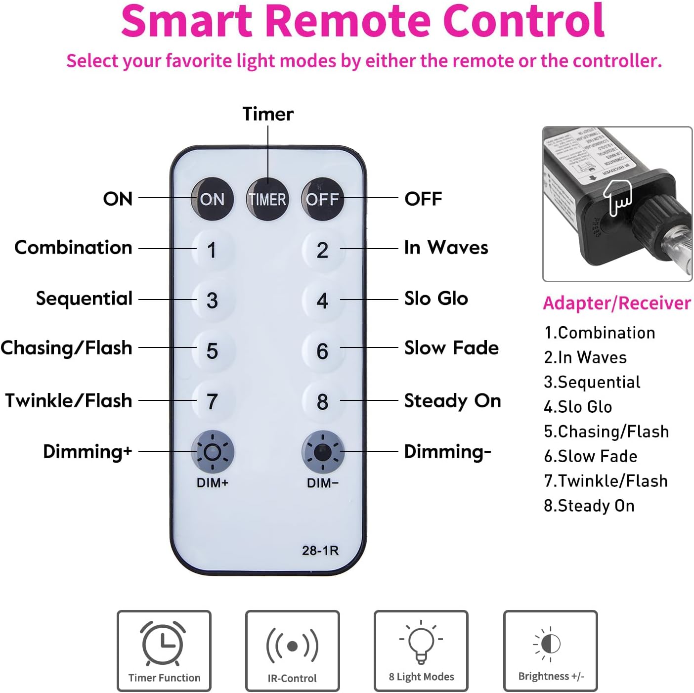 Brightown 300 LED Curtain Lights for Bedroom 9.8 FT Hanging Window Lights with Remote, Connectable, 8 Modes, Waterproof Fairy Lights for Outdoor Indoor Valentine's Day Christmas Holiday Party, Pink