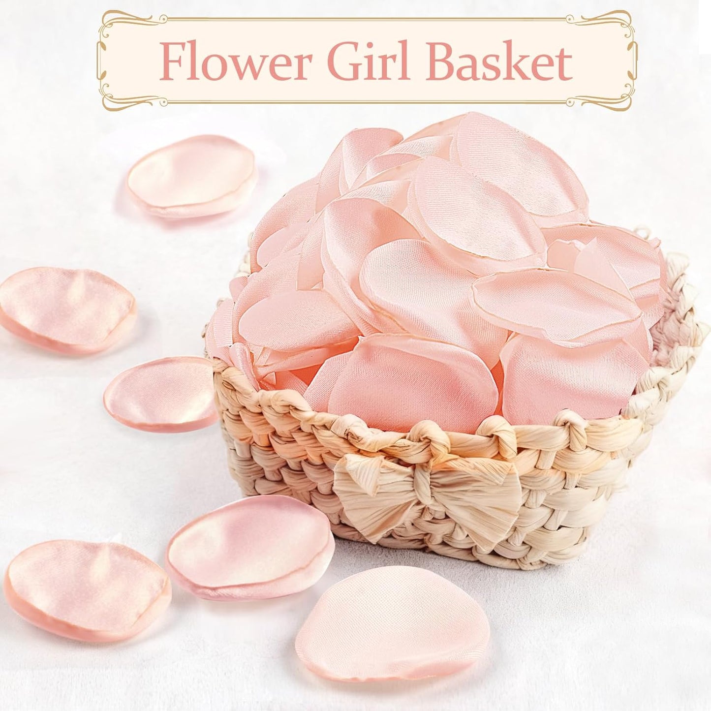 300pcs Blush Faux Silk Rose Petals for Wedding Aisle Scatter, Flower Girl Basket, Table Centerpieces, Bridal Shower, and Romantic Party Decor