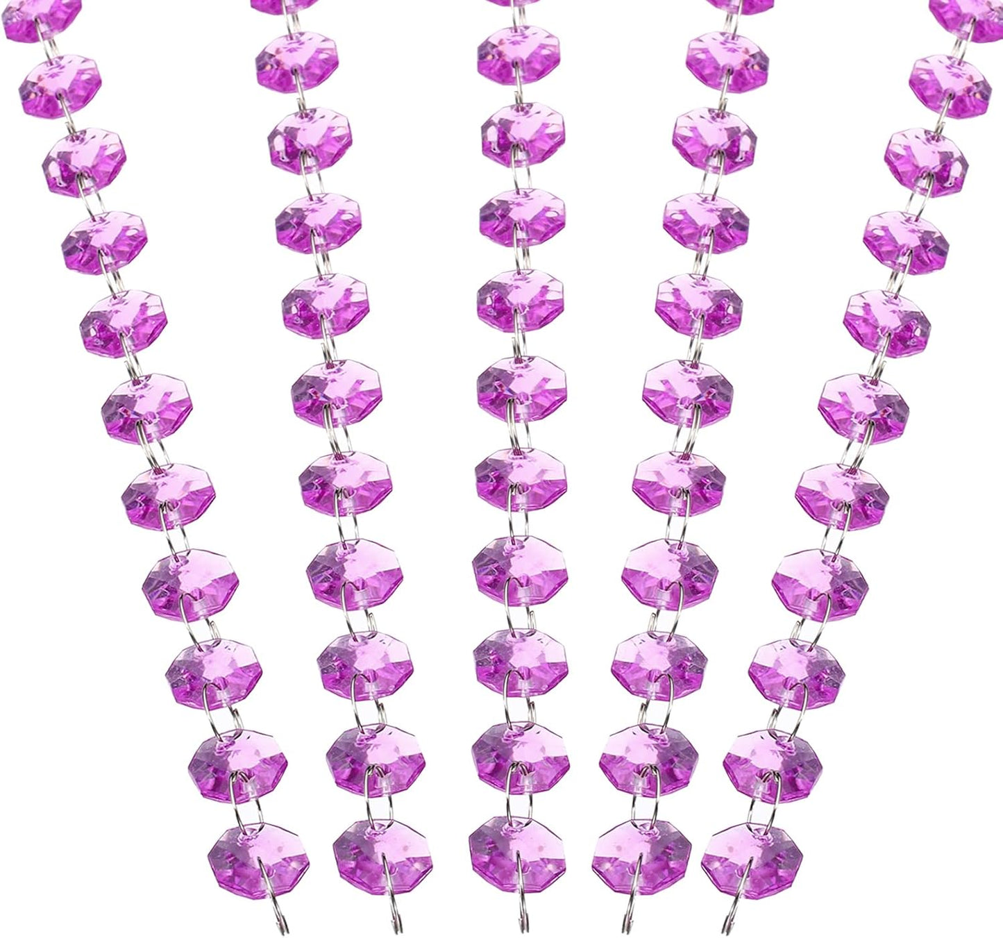 PATIKIL 14 mm Crystal Garland Strands, 98.4 Ft Acrylic Octagon Chandelier Bead Chains String for DIY Craft Wedding Party Home Decorative Jewelry Making, Purple