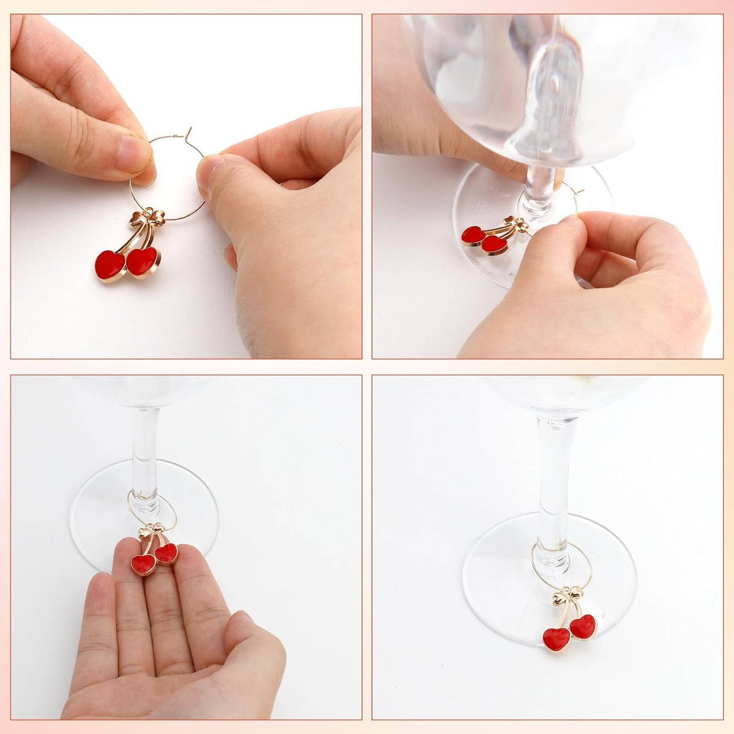 Wine Glass Charms Wine Charms for Stem Glasses Glass Markers Identifiers Tags for Christmas Tasting Party Favors Decorations