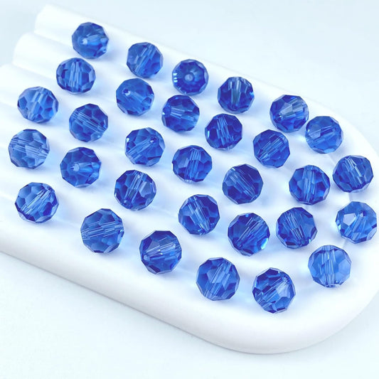 400 PCS 4mm Crystal Glass Beads Round Multiple Faceted Loose Spacer Glass Beads for DIY Handcrafte Bracelet Necklace Earring Jewelry Making(Light Sapphire)