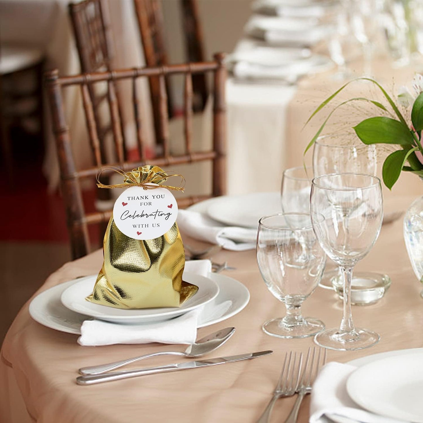 Pack of 100 5"x 7" Heavy Duty Gold Drawstring Organza Jewelry Pouches Wedding Party Christmas Favor Gift Candy Chocolate Bag (5"x7", Big Gold New)