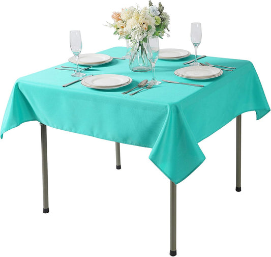 Cupuamon Square Tablecloth 70x70 inch Washable Polyester Fabric Table Cloth for Wedding Party Dining Banquet Decoration（70x70,Turquoise）