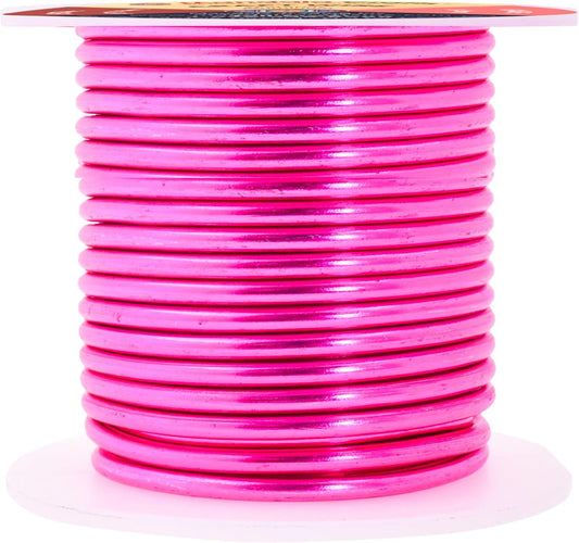Mandala Crafts 8 Gauge Anodized Aluminum Craft Wire for Jewelry Making - 32 FT Colored Flexible Hot Pink Wire - Bendable for Bonsai Armature Crafting Sculpting
