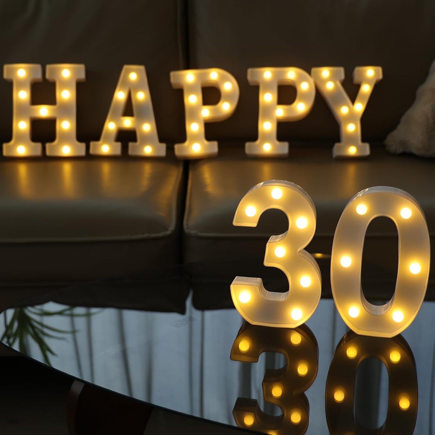 Decorative Led Light Up Numbers, 30th Birthday Decorations, Warm White Led Numbers Lights, Lighted Marquee Number Sign for Sweet 30th Party Decor
