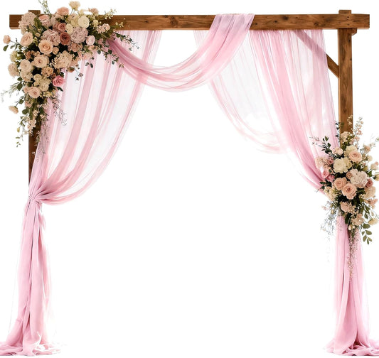 Wedding Arch Draping Fabric 29" x 18 FT Light Pink Sheer Chiffon Outdoor Curtain Drapes for Wedding Birthday Party Ceremony Decor(1 Panel, Light Pink)