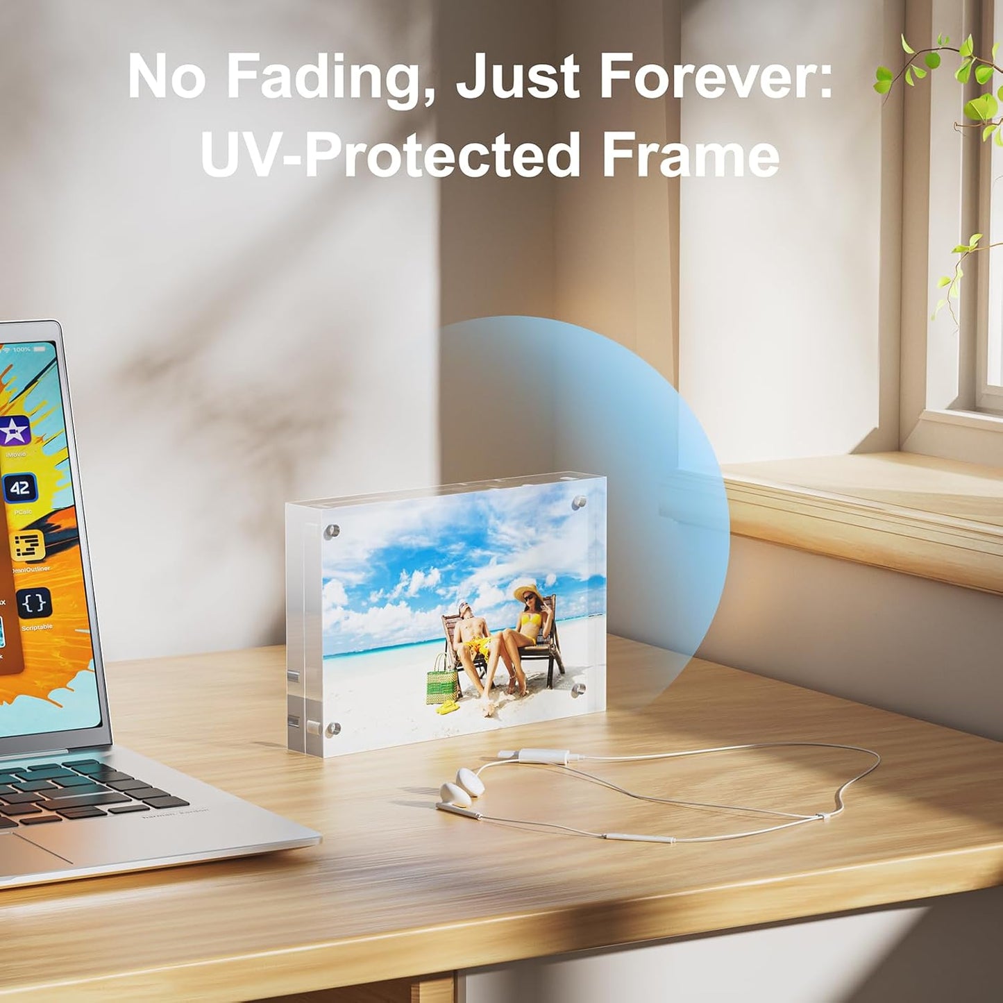 1 Pack 8x10 Acrylic Picture Frames - 20% Thicker Double Sided Magnetic Frame with UV Protection - Freestanding Clear Frameless Display for Tabletops - Modern Photo Frame Set for Home & Office Decor