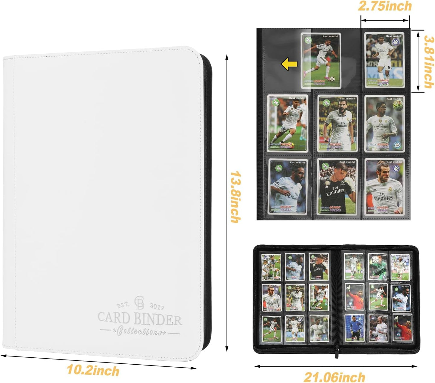 Trading Card Binder, Card Collection Binder Album Folder with 540 Side Loading Pockets, 9 Pocket Trading Card Album Folder for TGC,MTG, Baseball Cards, Yugioh