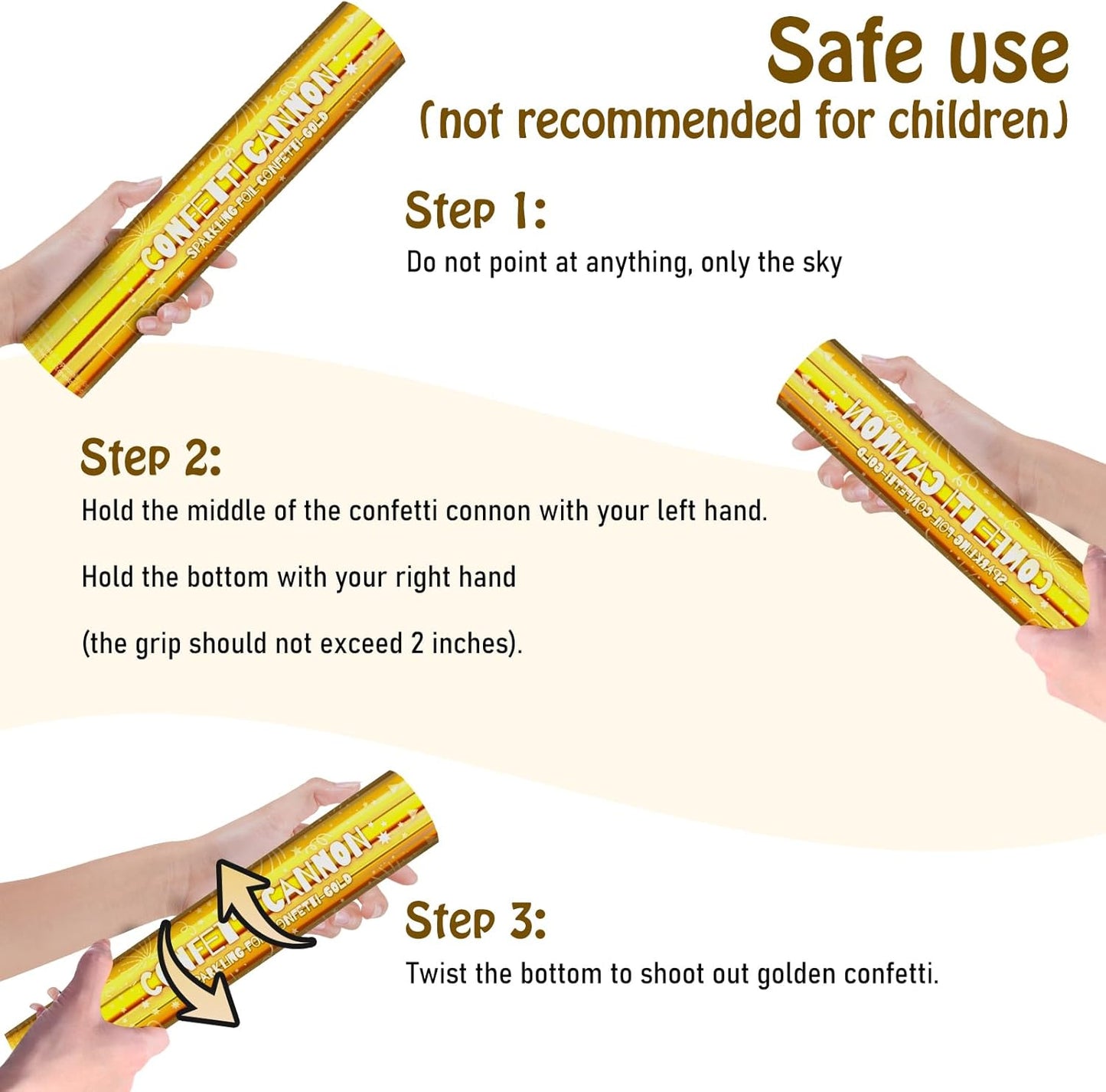 5 Pack Confetti Poppers gold– 12 Inch Confetti Blaster for Birthday, Graduation, and New Year’s Eve Celebrations – Best Party Poppers for Unforgettable Parties!