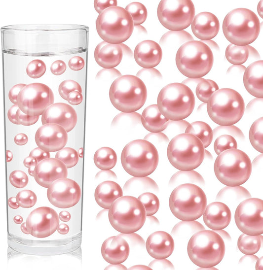 100PCS Dark Pink Faux Pearls Beads for Centerpiece Vases, Vase Filler Faux Pearls, No Holes Filler Beads for Party Anniversary Birthday Wedding Table Decor, 14/20/30mm