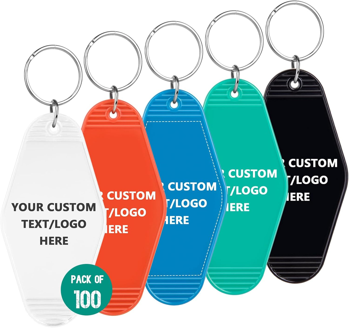 Custom Vintage Hotel Motel Keychains 100 Pack, Personalized Logo, Text Bulk - Perfect for Tradeshows, Campaign Gifts - Customizable Key Tags