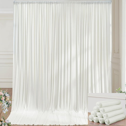 50×14ft Wrinkle Free Ivory Backdrop Curtain, Soft Silky Easy to Drape Cream Wedding Drapes for Backdrop, 10 Panels 5×14ft Photo Backdrop Curtains for Parties Birthday Photography Background Cloth