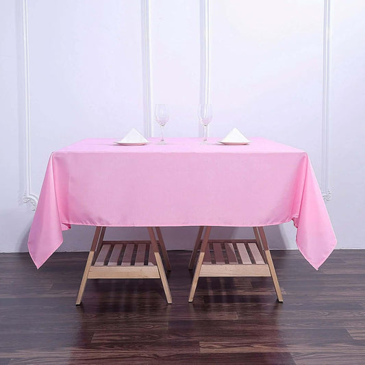 Efavormart 70" Premium Square Polyester Tablecloth for Wedding Kitchen Dining Events - Pink