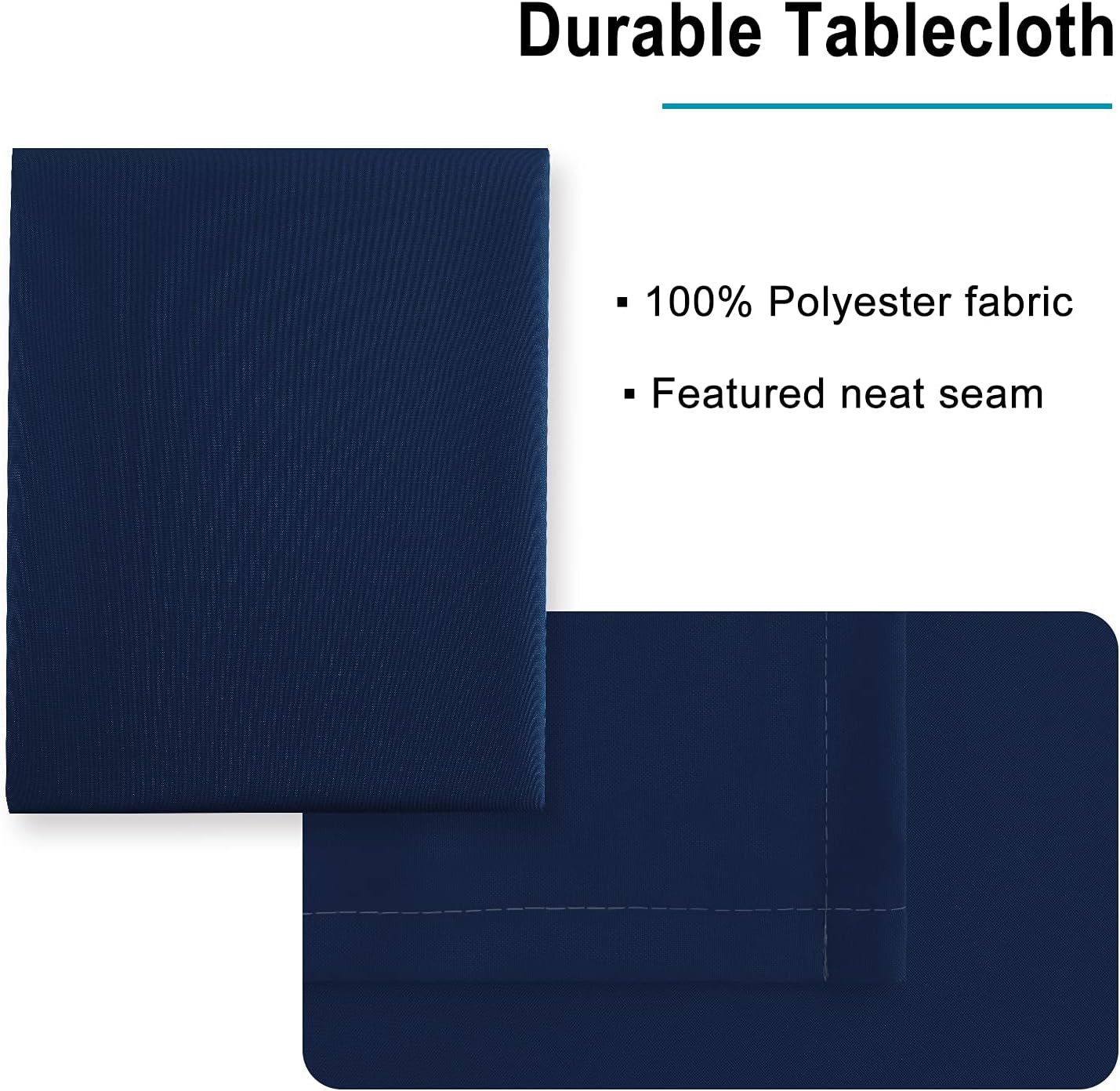 Hiasan Rectangle Tablecloth - Waterproof Washable Fabric Table Cloth for Wedding, Banquet, Gathering and Dining Room, 90 x 156 Inch, Navy Blue