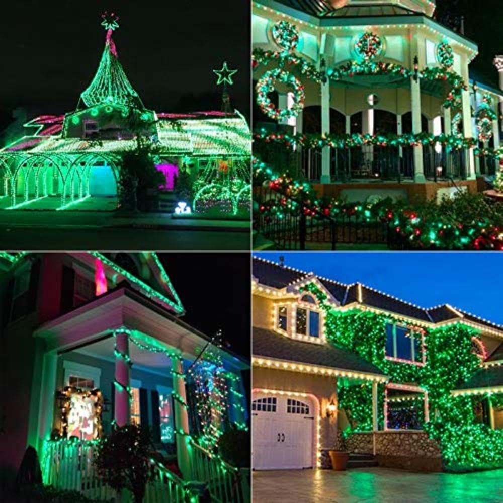 66Ft 200LED Fairy Lights Plug in, Waterproof String Lights Outdoor & Indoor 8 Modes with Timer, Christmas Light Bedroom Decor, Twinkle Light for Garden St. Patrick's Day Christmas Decorations (Green)