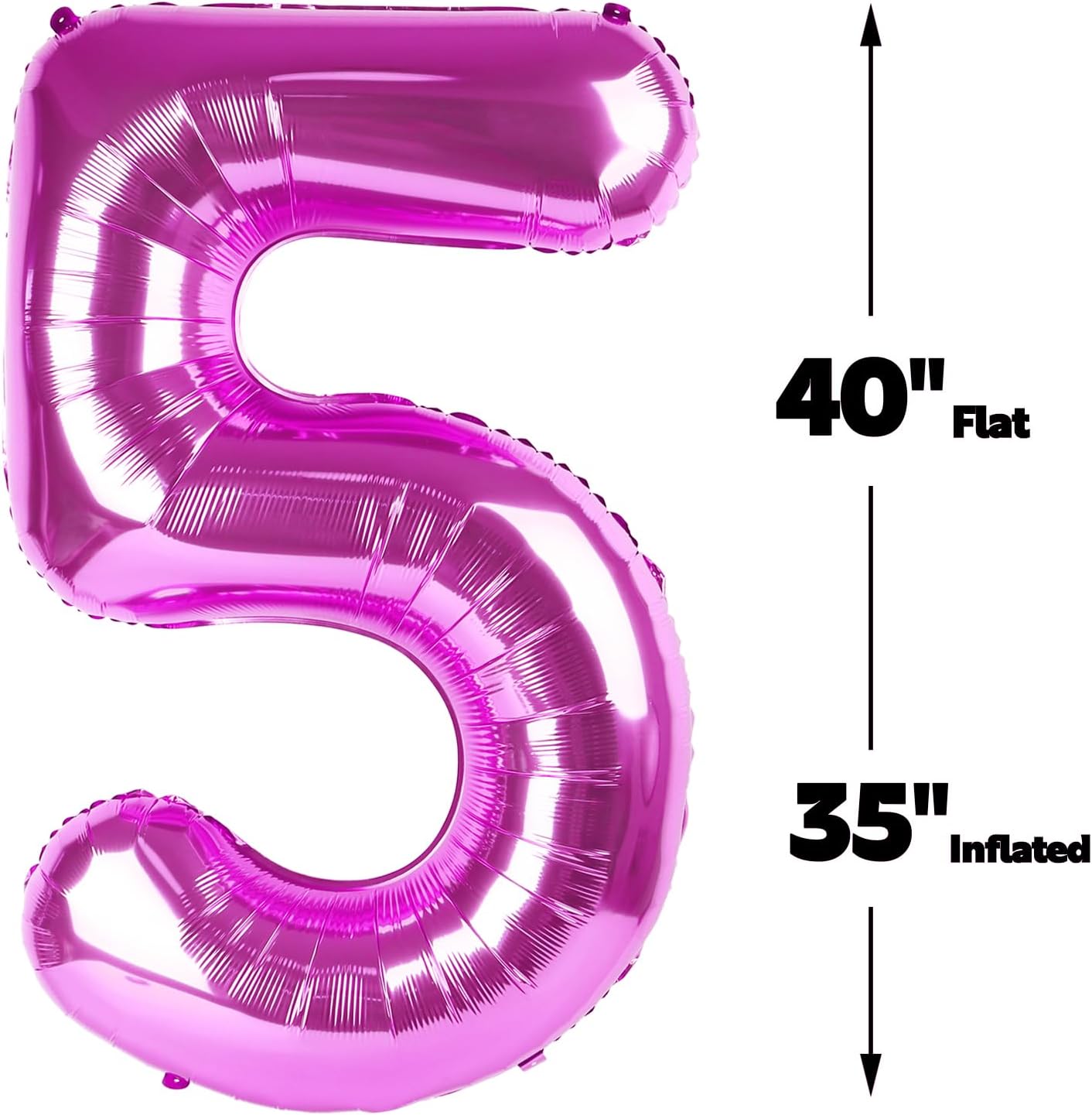 Large Rosy Purple 40 Inch Birthday Number 5 Balloon, Rosy Purple Five 5th 15 25 35 50 55 Birthday Anniversary Celebration Decorations, Foil Mylar Helium Numbers 5 Balloons Girl Boy Party Supplies
