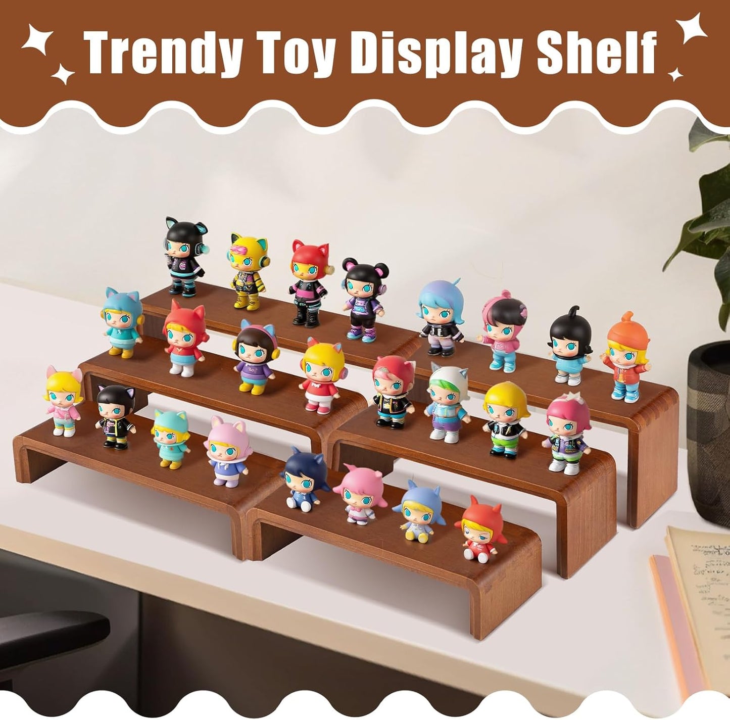 2 Sets, 6 Pieces Total, Wood Risers Display Stand, Cupcake Dessert Cake Stand, Wooden Cologne Perfume Stands, Wooden Riser for Kitchen Counter, Vendor Booth Display Items (Walnut Wood)