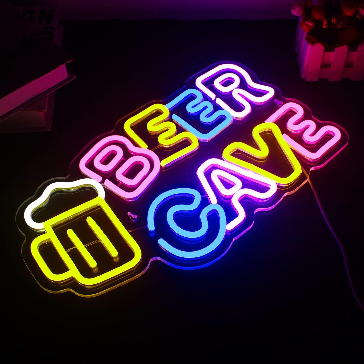 Lucunstar Beer Cave Neon Sign,Beer Sign,Neon Sign For Room,Bar Neon Light Signs,LED Neon Signs for Man Cave Pub Neon Bar Signs Neon Beer Lights for Wall,Beer Shop Room Decor Bar Hotel,Bar Signs