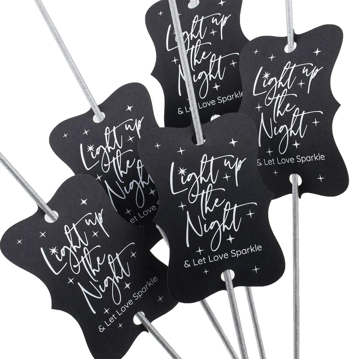 Summer-Ray 50pcs Light up The Night & Let Love Sparkle Wedding Sparkler Tags (Matt Black)