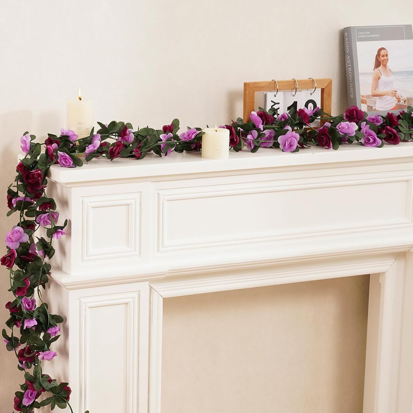 8 Pcs 65.6 Ft Flower Garland Rose Vines, Rose Garland for Decoration, Flower Vine for Room Table Birthday Wedding Party Garden Wall Decor