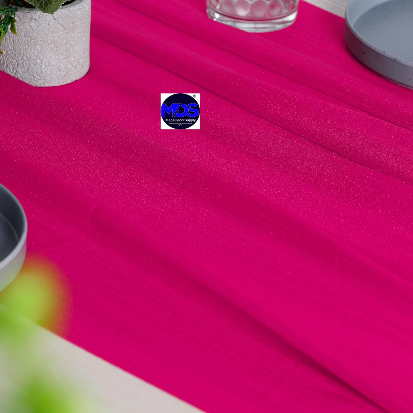 MDS Halloween Chiffon Table Runner - 15 Pack, 29 x 170 Inches, 14ft Each - Sheer Spooky Table Runners for Haunted House Parties, Trick-or-Treat Tables, Witchy Décor, Wedding & Events - Hot Pink