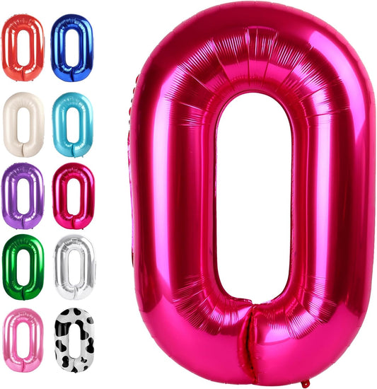 Hot Pink 40 Inch 0 Number Balloons, 0 Decorations for 10 20 30 40 50 60 70 80 90 100Birthday, Foil Giant Birthday Graduations Anniversary Party Balloons