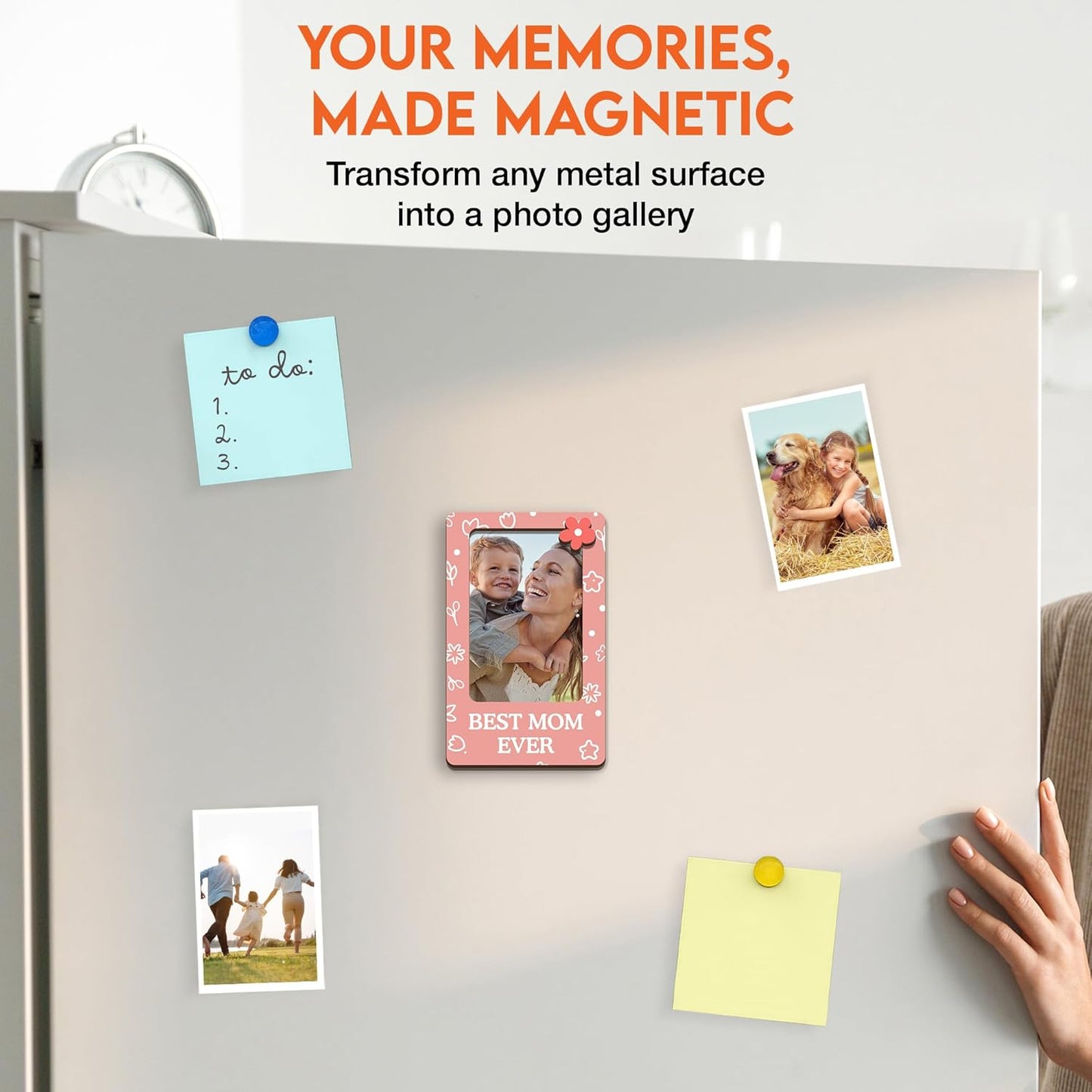 Magnetic Picture Frames - BEST MOM EVER - Christmas Gift Birthday Gift for Mom - Unique Magnet Photo Frame For Women - Magnetic Frames for Refrigerator, Locker & More