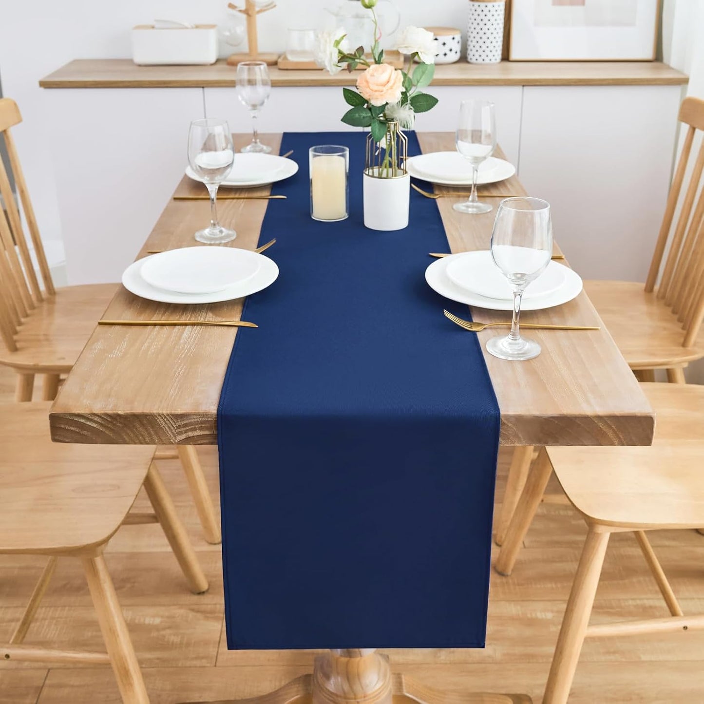 2 Pack Navy Blue Table Runner 12 x 72 Inch Solid Color Farmhouse Runners Coffee Table Dresser for Daily Party Home Decoration