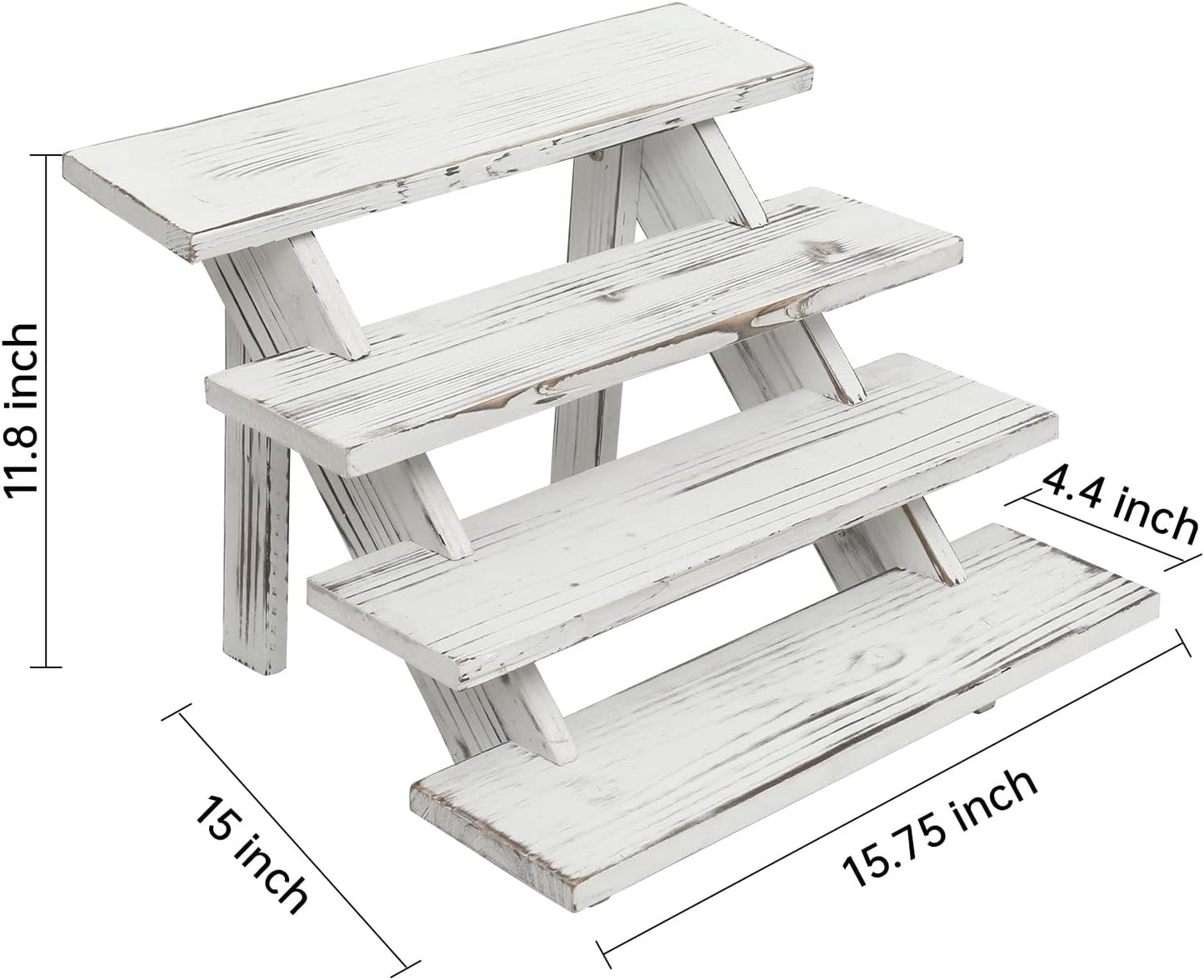 SwallowLiving Wooden Rustic Cupcake Stand for 24 Cupcakes, Stepped Wood Display Stand for Weddings, Tiered Party Table Display Riser for Food , Dessert, Cookie, Decor, Craft Show, White