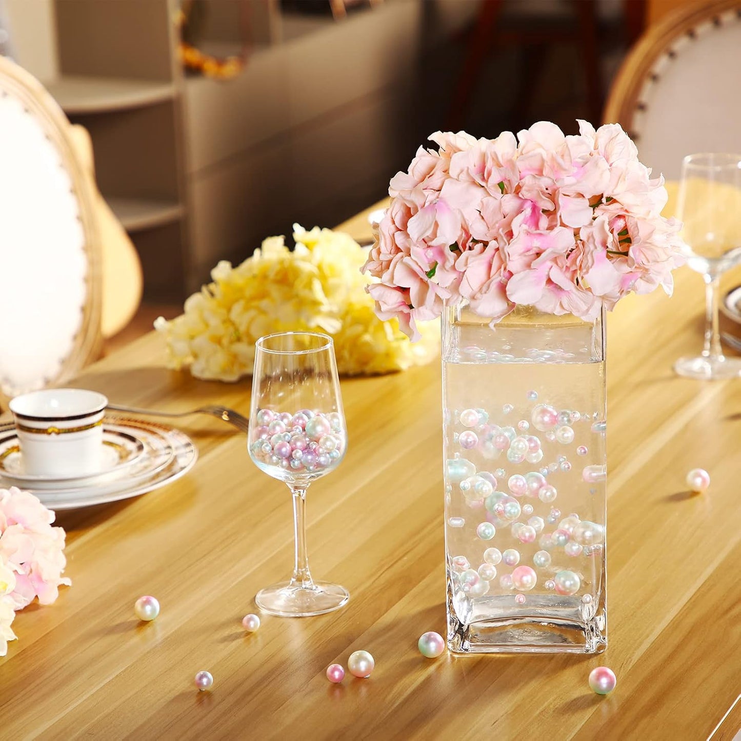 150 Pieces Vase Filler Faux Pearls Vase Makeup Beads No Hole Gloss Bead Mixed Sizes Round Pearl for Home Party Wedding Decor, 8/14/20 mm(Mixed Color)