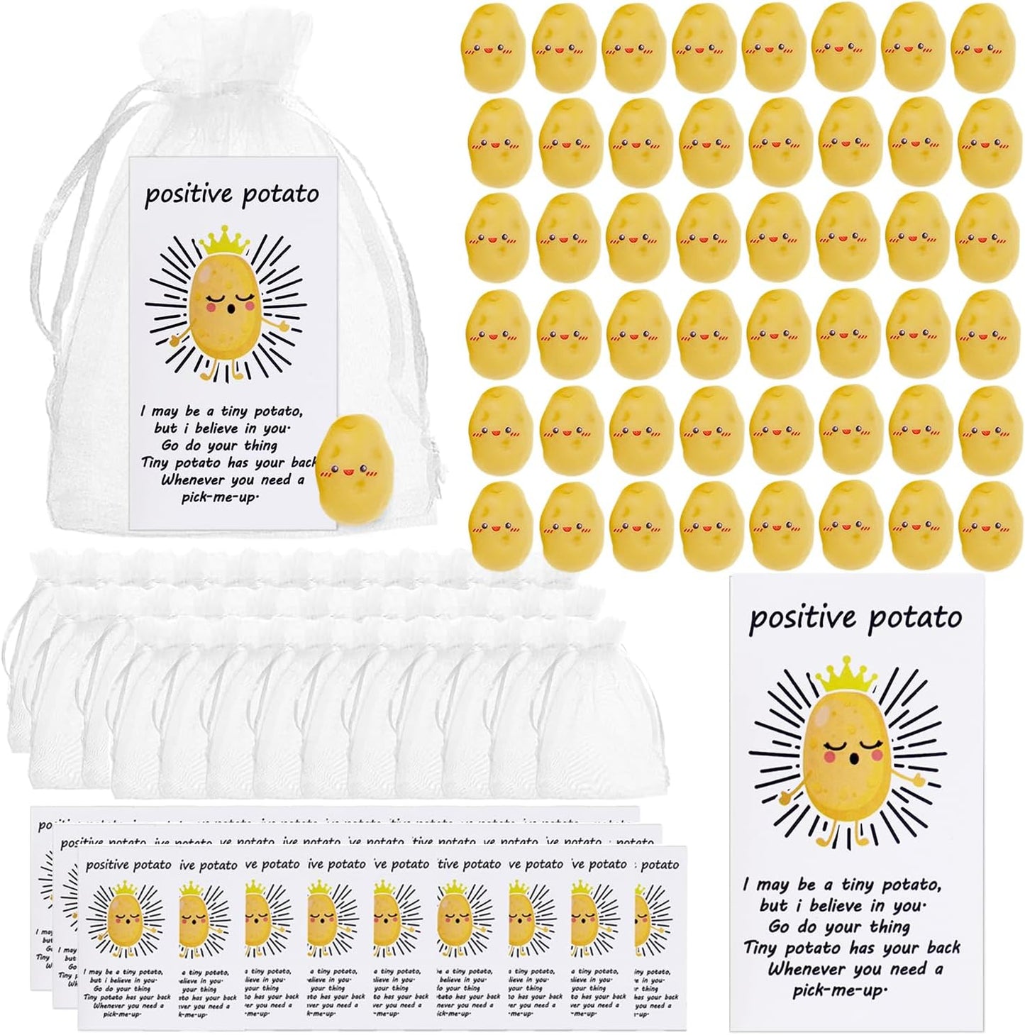 40 Set Positive Potato Bulk Employee Appreciation Gifts for Thank You Staff Back to School Student Teacher Coworker Nurse Pocket Gifts End of Year Student Gift Pun Inspirational Cards Office Gift