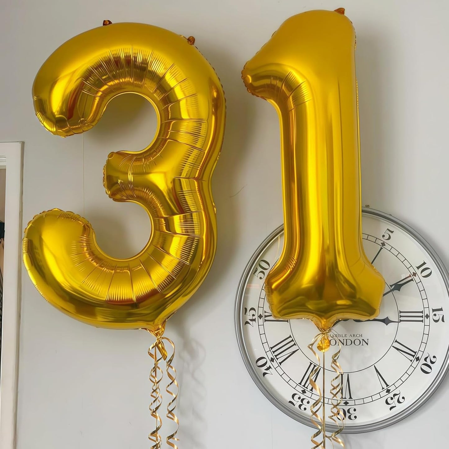 Gold 2 Balloon Number,40 Inch Number 2 Balloon Large Gold 2 Foil Mylar Helium Balloon for Birthday Party Decorations