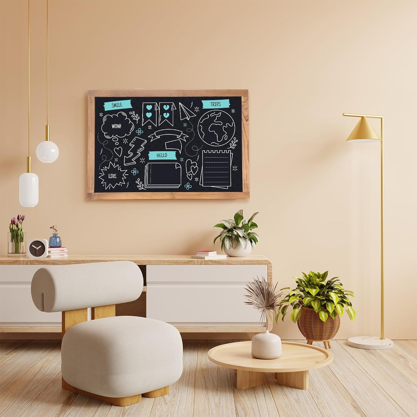 Magnetic Chalkboard for Wall Rustic Wood Framed Decorative Blackboard Sign for Kids Hanging Chalkboard for Home, Office, Restaurant 12" x 16"