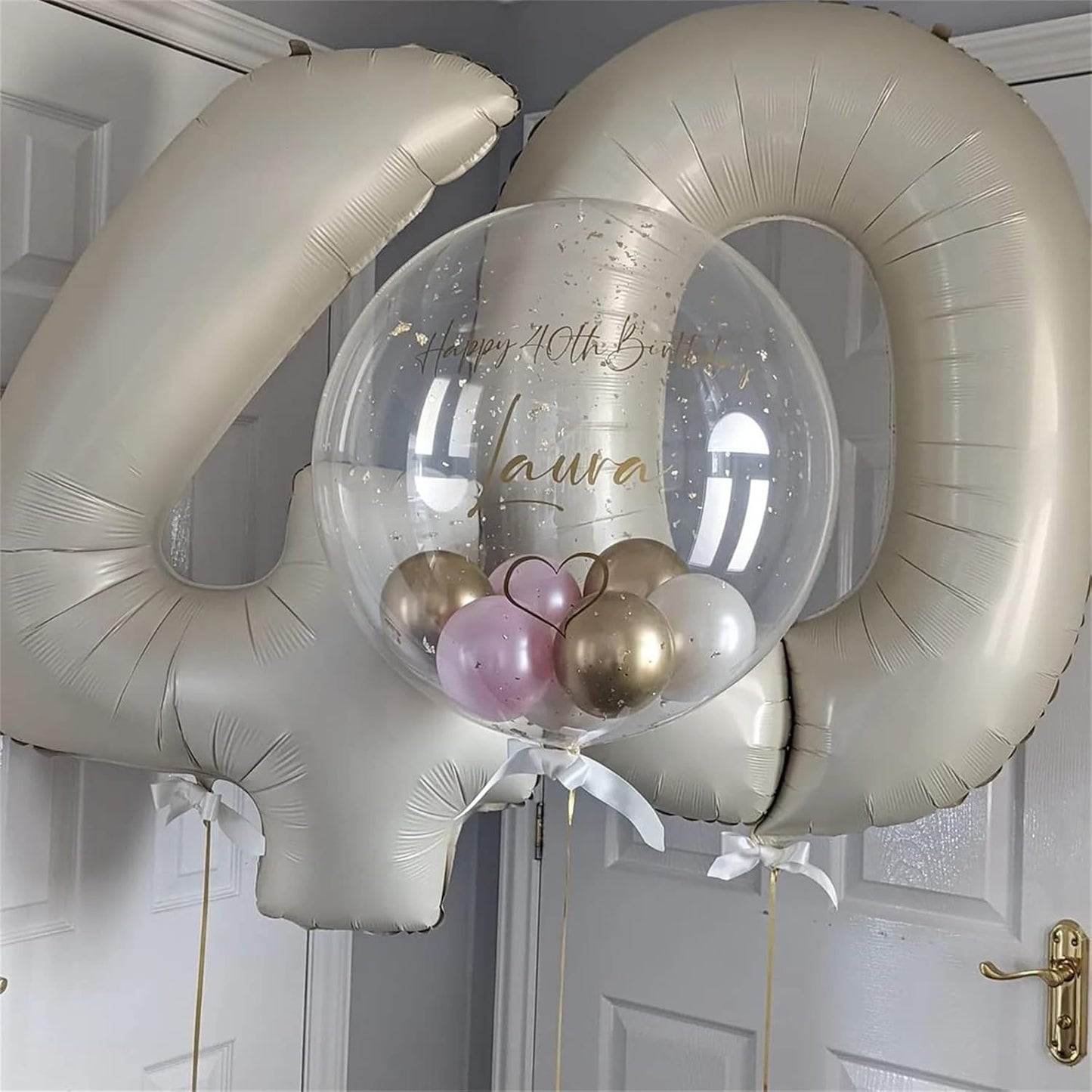 40'' Beige Number 7 Balloons, Giant Self Inflating Cream Foil Number Balloons Set 0-9, Large White Sand Digital 7 Helium Balloon for Girls Boys 7th Birthday Party Decorations Anniversary Supplies
