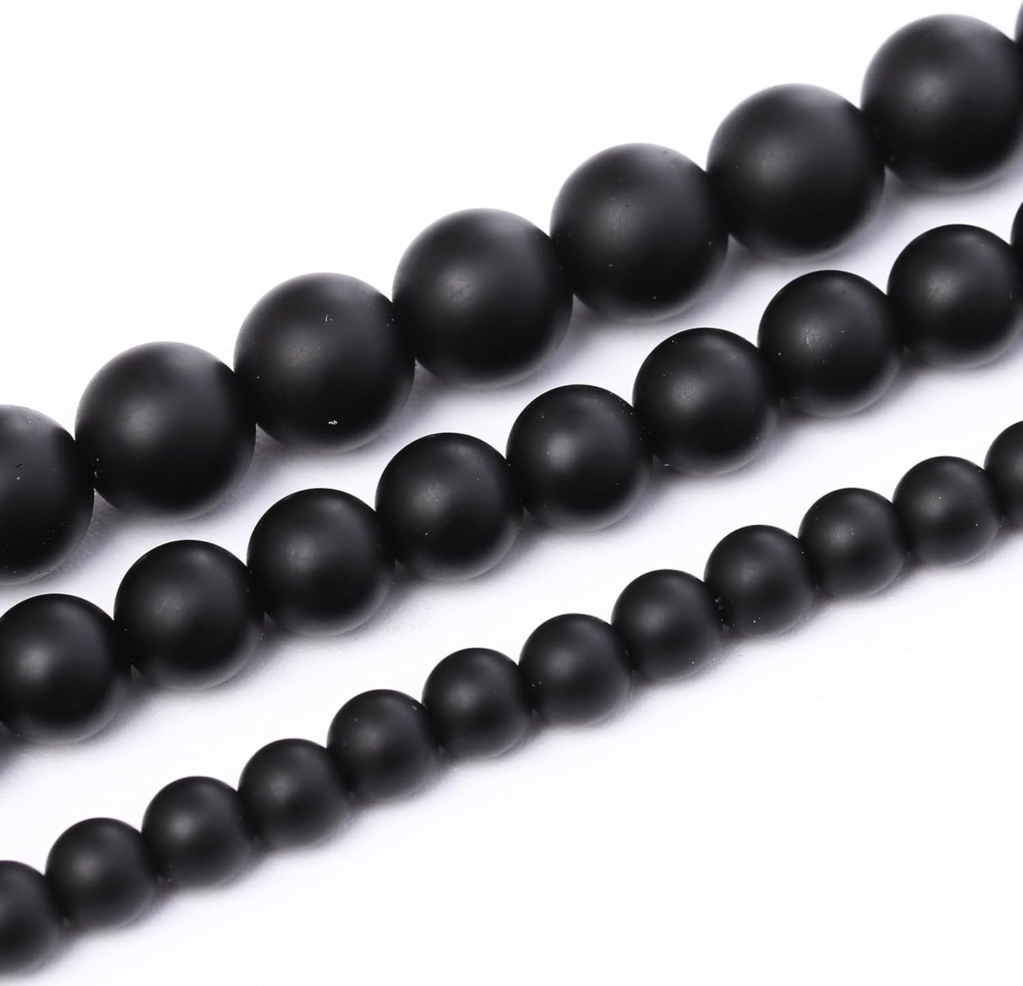 Natural Frosted Black Glass Stone Beads Gemstone Round Crystal Energy Jade Beads Stone Beads for Jewelry Making DIY Bracelet Necklace Jewelry Making 1 Strand 15.5inch 91PCS 4MM