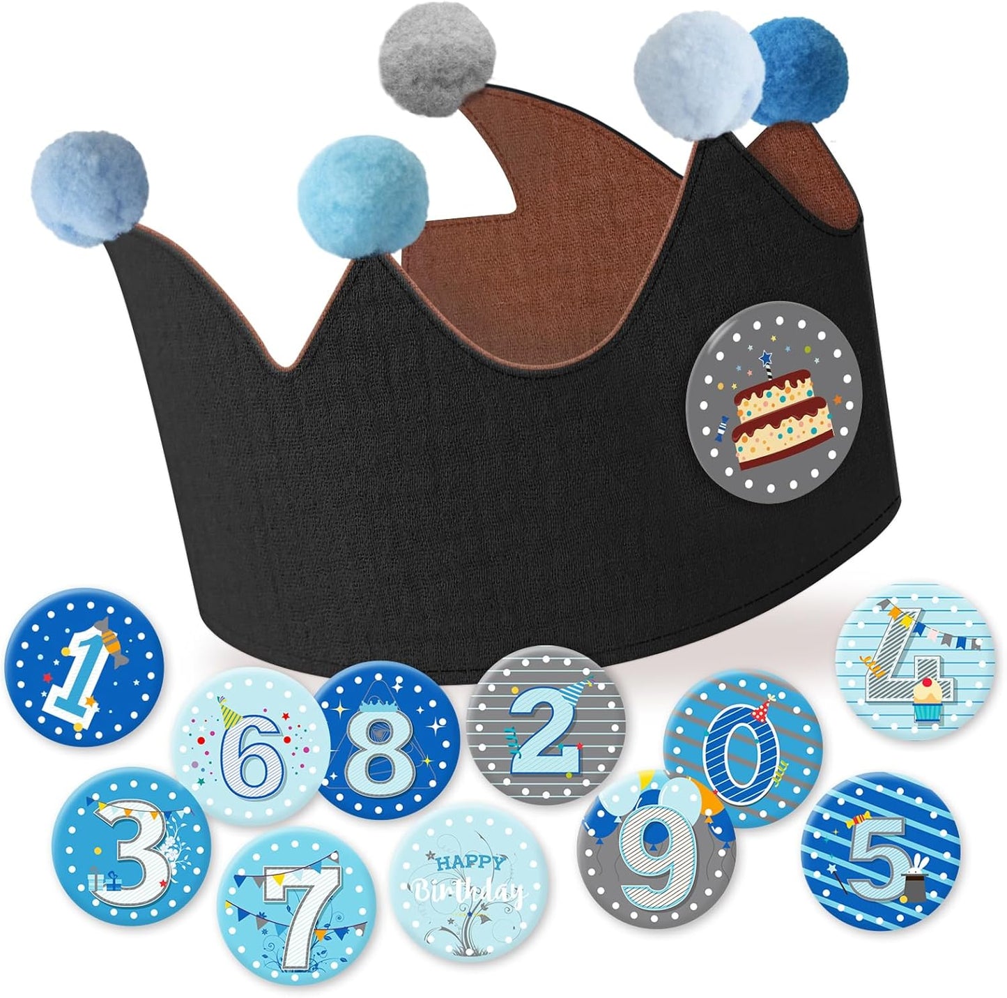 Reusable Birthday Crown with Numbers,Kids Birthday Hat Fabric Crown Pertain Kids Boy Toddler Girl Baby Bday Hats