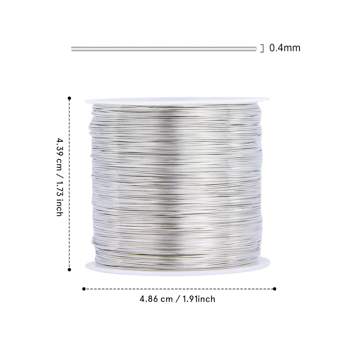 Beadcraft 26 Gauge Jewelry Wire - 0.4mm Silver Plated, Brass, 100M for Jewelry Making