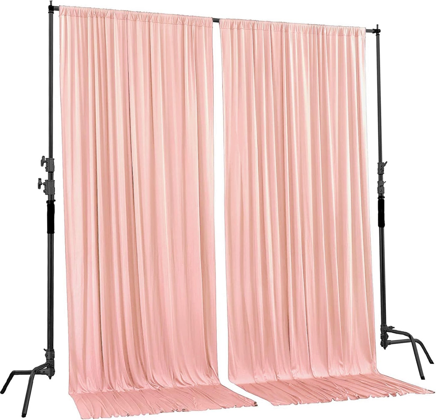 AK TRADING CO. 10 feet Wide x 12 feet Long IFR Polyester Backdrop Drapes Curtains Panels with Rod Pockets - Wedding Ceremony Party Home Window Decorations - (Blush)