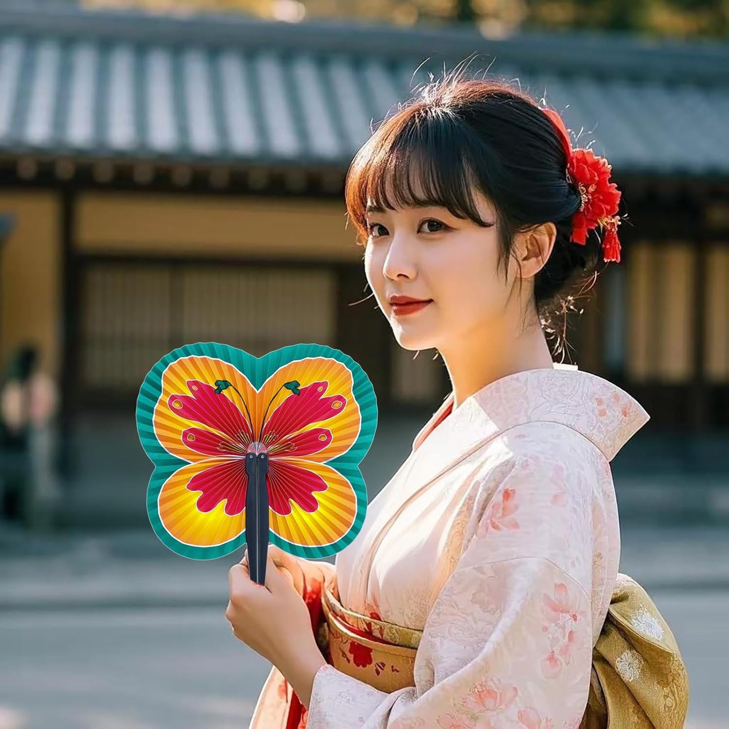 24 Pieces Folding Hand Paper Fans Handheld,Butterfly Decorations Accordion Fans Bulk for Festival Wedding Party Dancing Birthday Favors Decorations