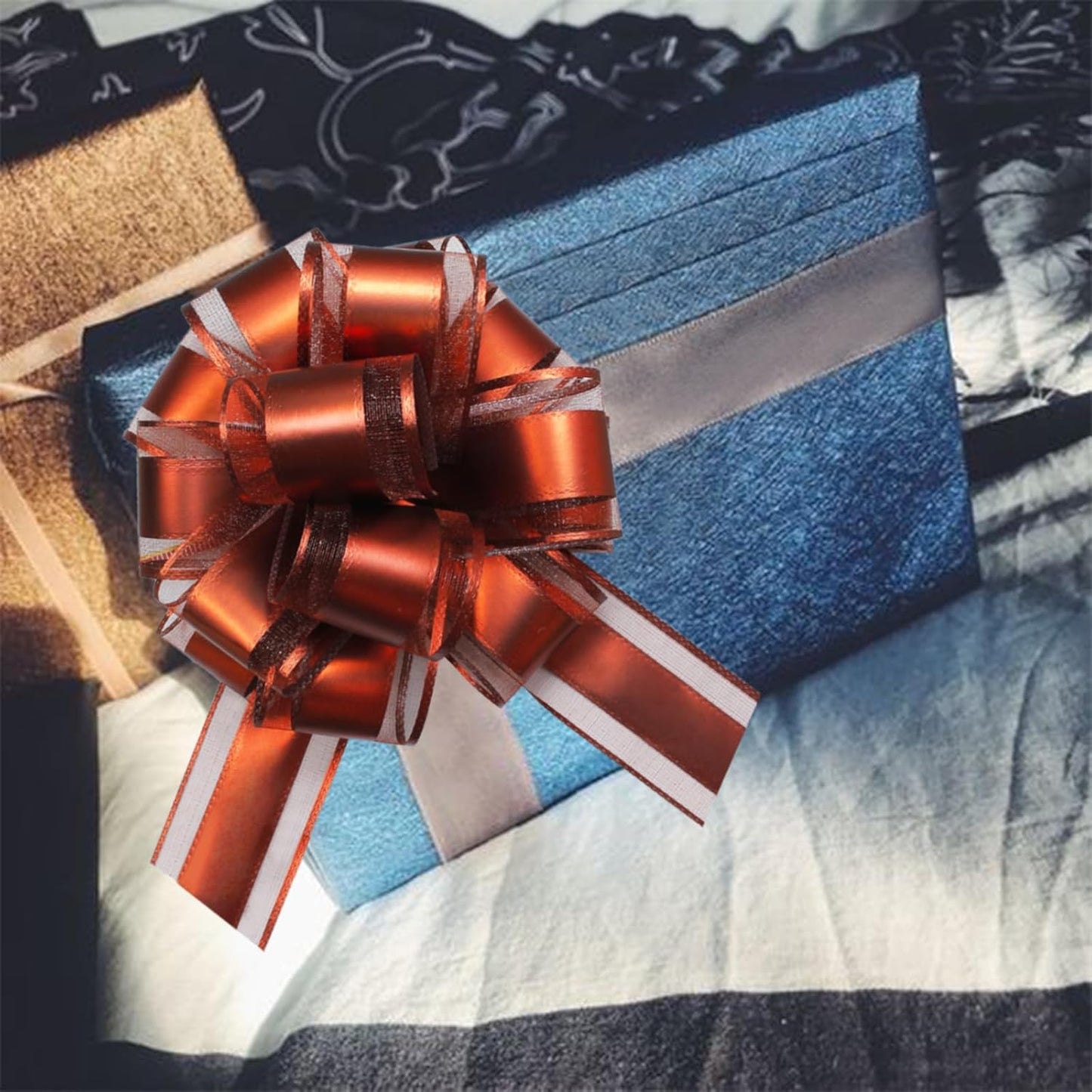 7 Pieces Large Pull Bows, 6 inche, Big Bow for Gift Wrapping, Christmas Party Birthday Gift, Wedding Baskets,Valentine's Day Gift Decorations, Flower Decoration (Coffee)