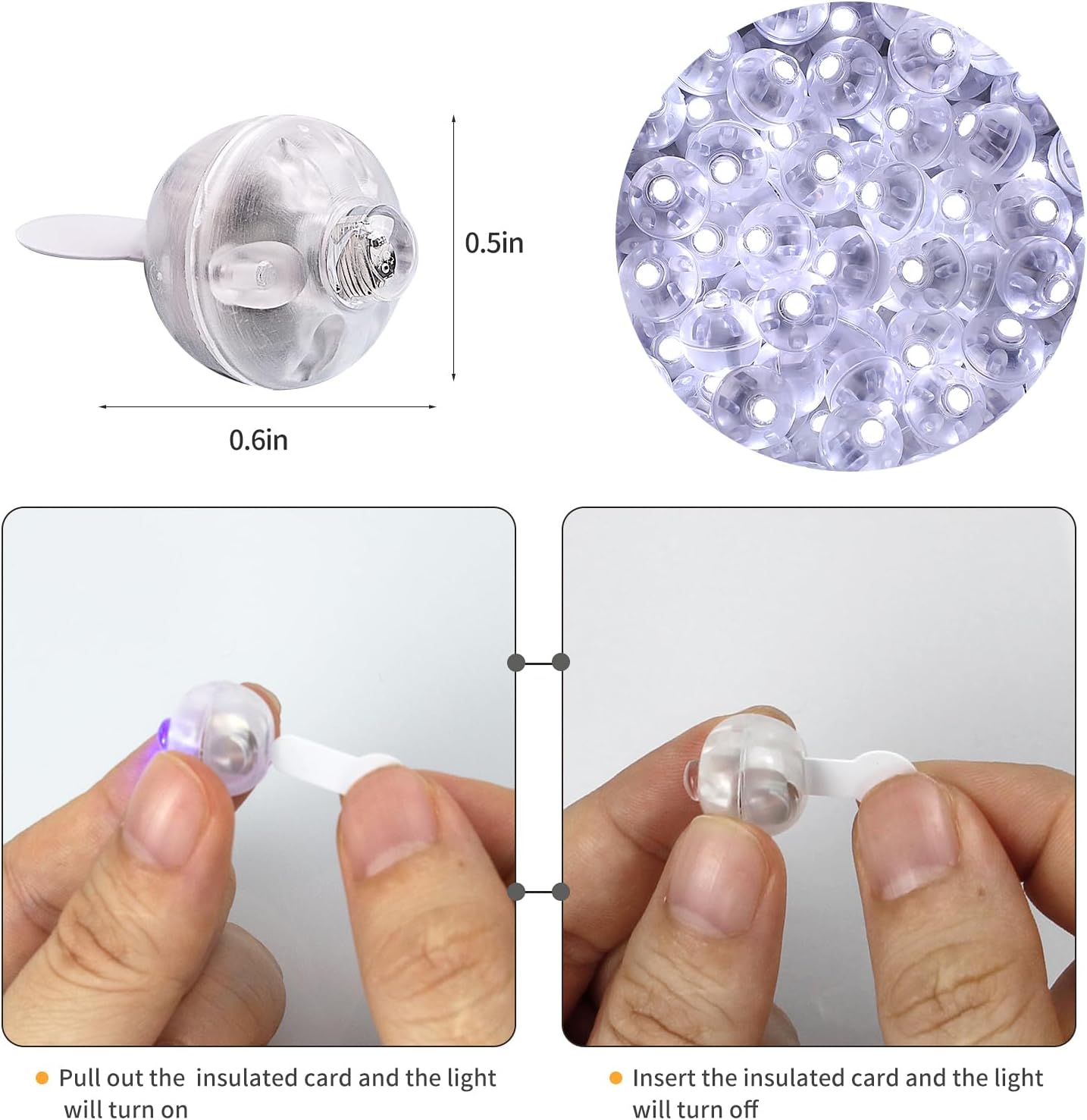 Aogist 100pcs White Mini Lights with Hook,Long Standby Time Waterproof LED Balloon Light,Battery Powered,Ball Lamp for Balloon Paper Lantern Birthday Party Christmas Halloween (Matching Tag Rope)