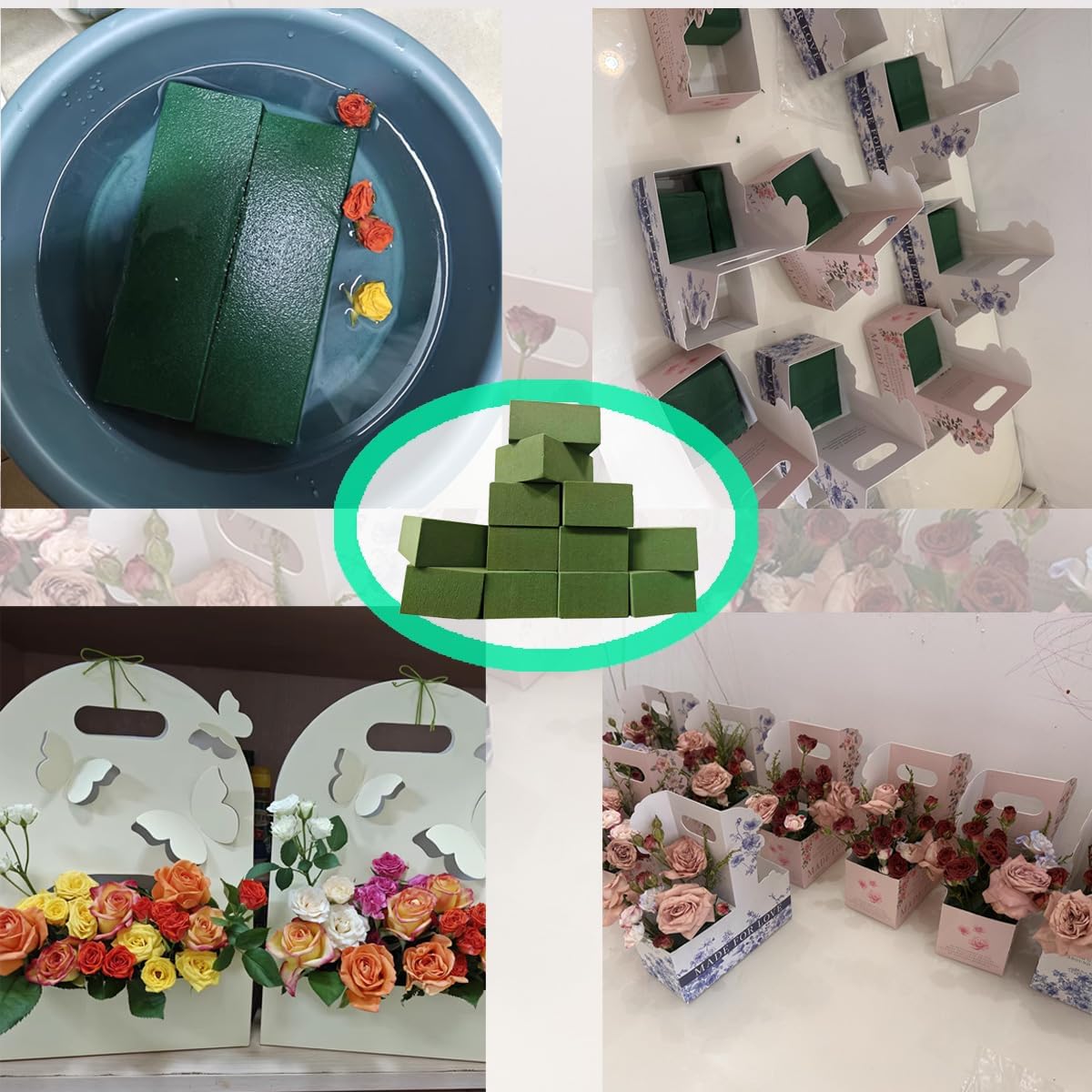 12Pack Square Floral Foam Blocks – Strong Water Absorption & Moisture Retention Easy to Cut & Shape Wet & Dry Use, Ideal for Weddings DIY Crafts Florists Home Decor & Artificial Flower Arrangements