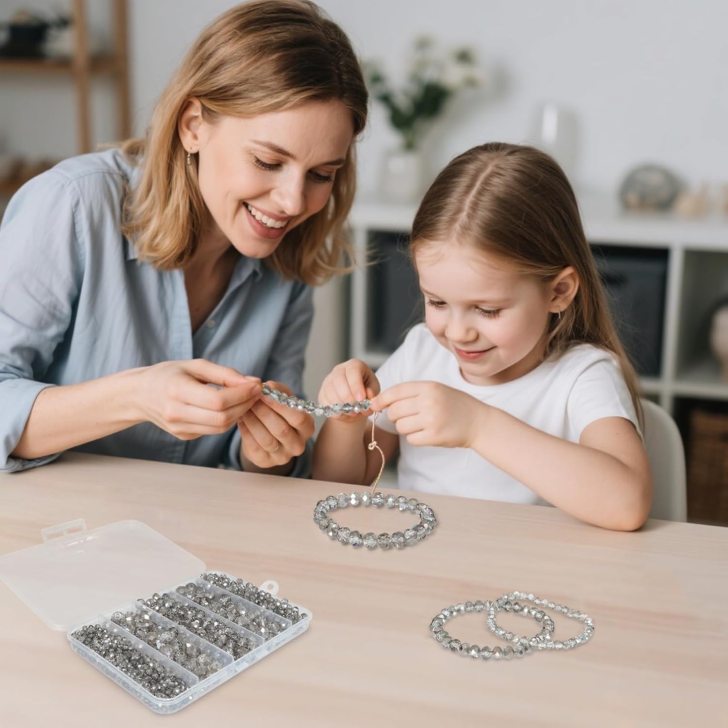 500Pcs 6mm Crystal Glass Beads for Jewelry Making Beads for Bracelets Necklace Pendants Making Supplies(Gray)