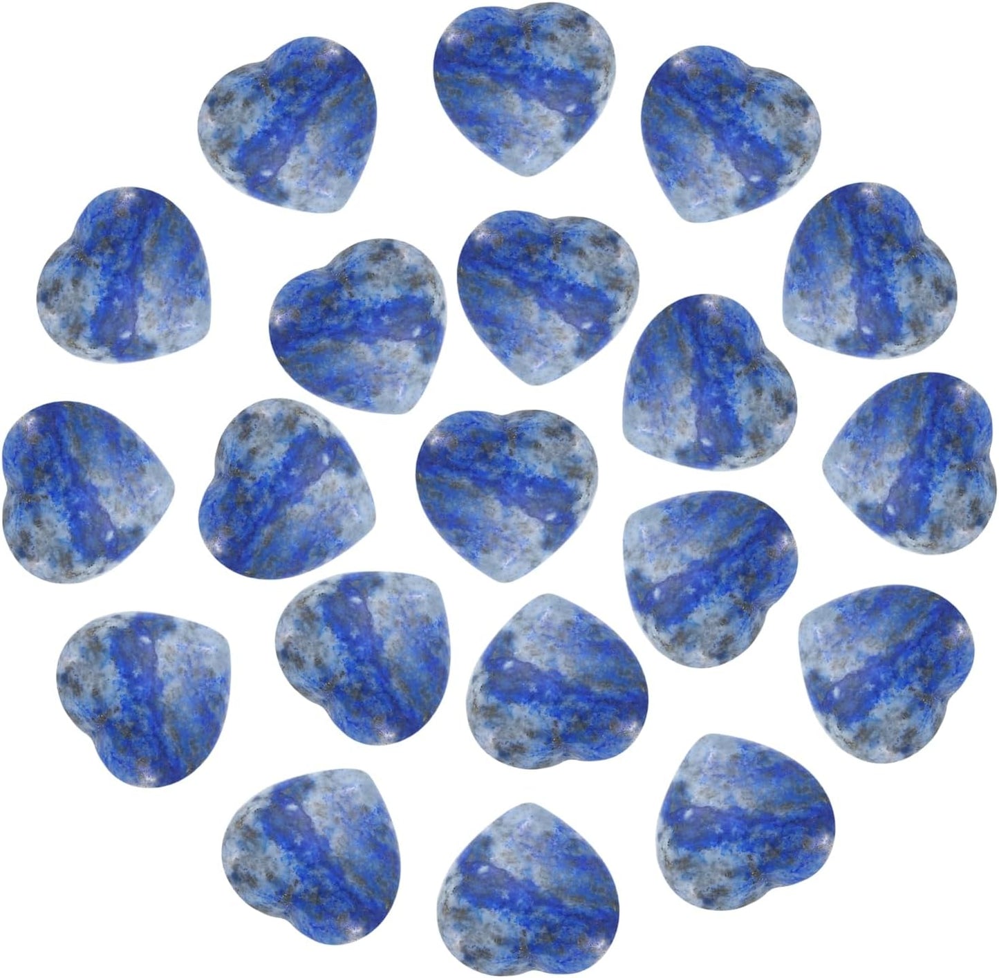PATIKIL 20 Pcs Natural Heart Shaped Crystal Stone, 0.6 Inch Mini Polished Love Gemstone Crystal, Pocket Rock Engraved Worry Stones for Women Gifts Meditation, Dark Blue